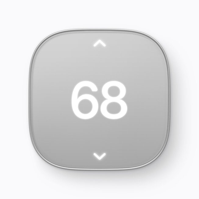 Schneider Electric’s Smart Thermostat shows a room temperature at 68 degrees.