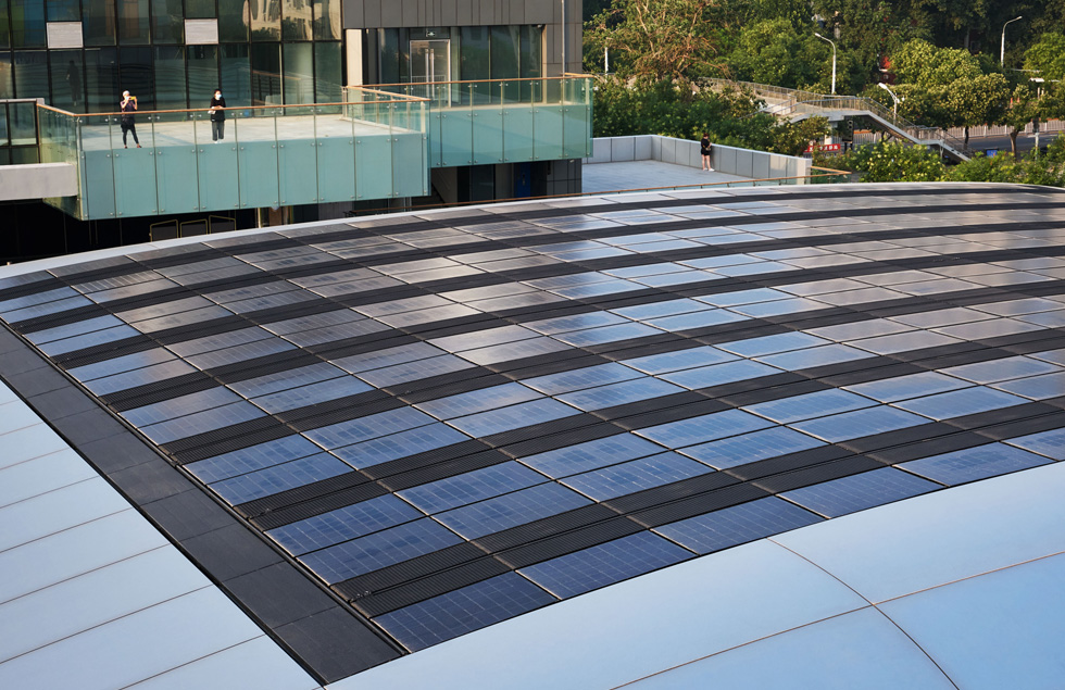 Los paneles solares de la tienda Apple Sanlitun.