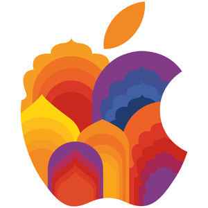 Het ontwerp van het Apple logo voor Apple Saket.