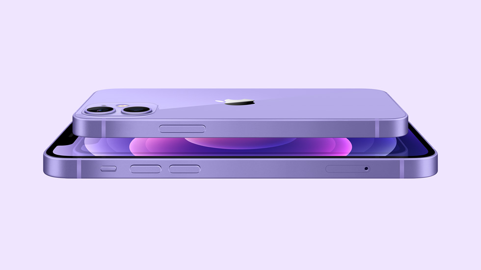 iPhone 12 and iPhone 12 mini in the new purple finish.