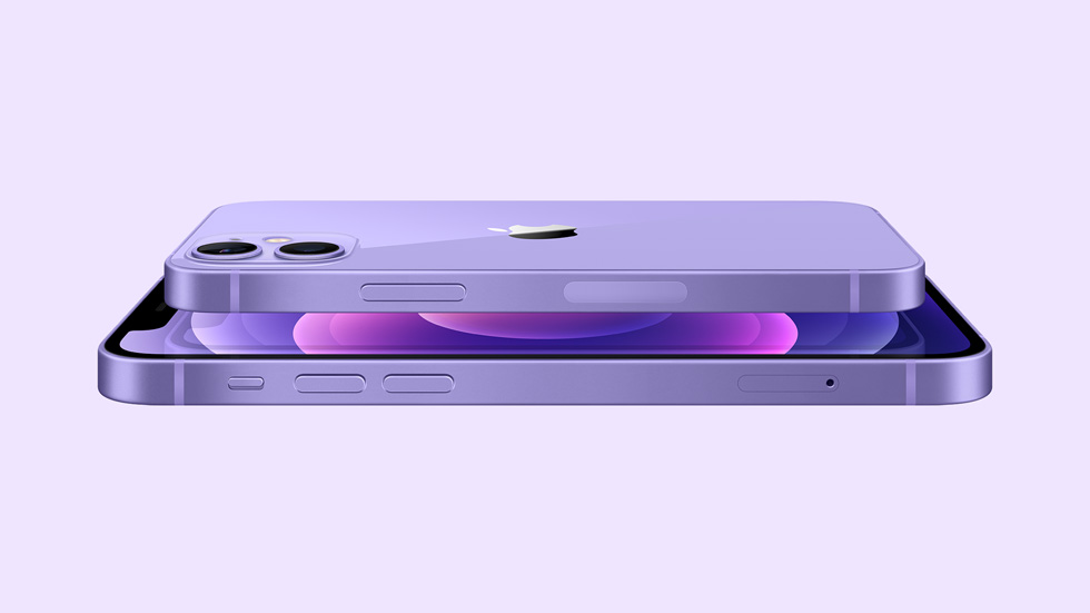 L’iPhone 12 et l’iPhone 12 mini dans la nouvelle finition mauve.