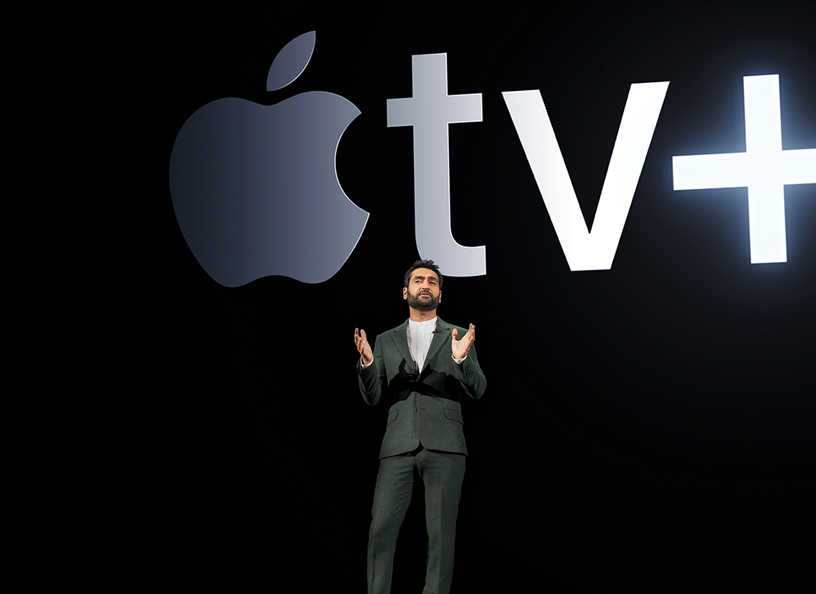 Kumail Nanjiani on stage at Steve Jobs Theater.