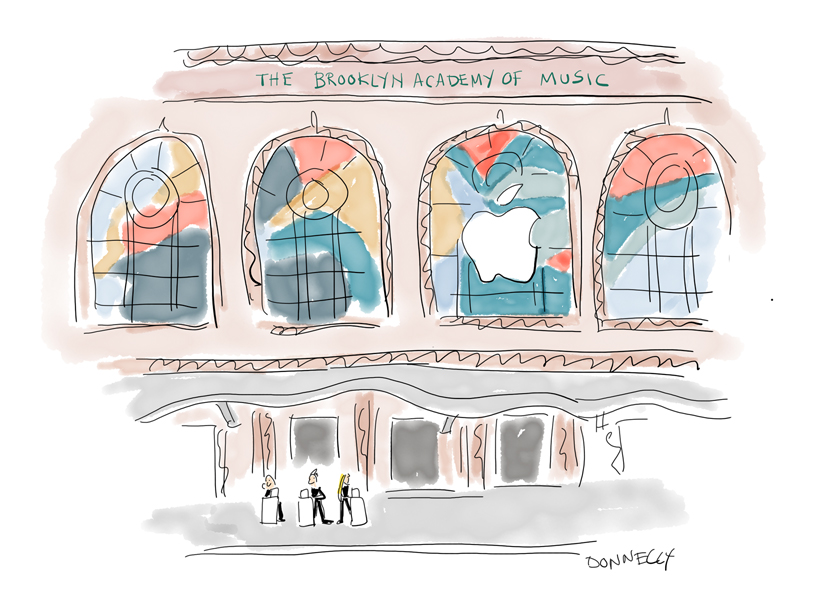 iPad Pro-illustration av Liza Donnelly från presentationen på Brooklyn Academy of Music. 