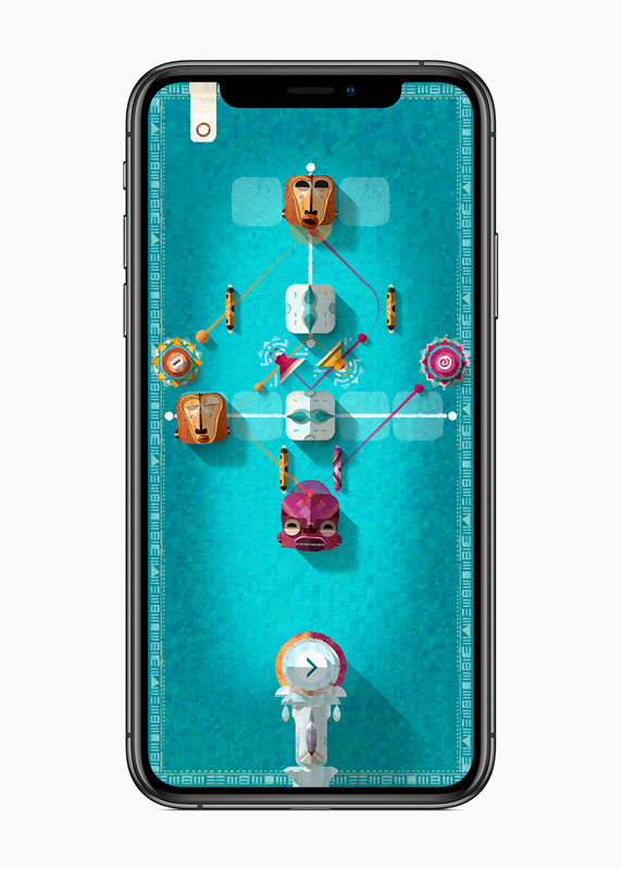 iPhone showing gameplay of the musical puzzle game, “ELOH.”