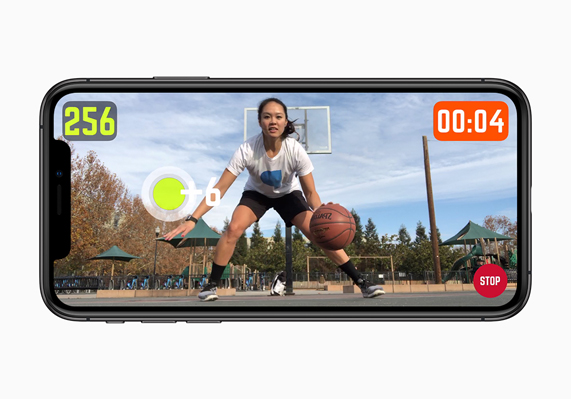 Video from HomeCourt displayed on iPhone XS.