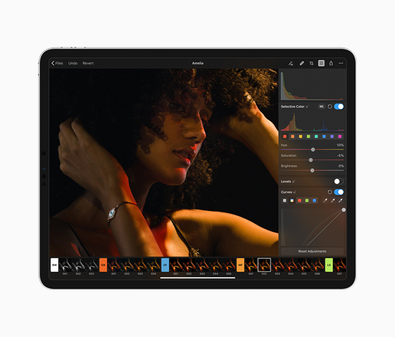Pixelmator Proの写真編集画面がiPadに表示されています。