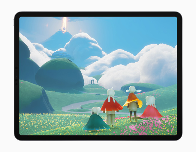 「Sky 星を紡ぐ子どもたち」ゲームを iPad Pro で表示している様子。