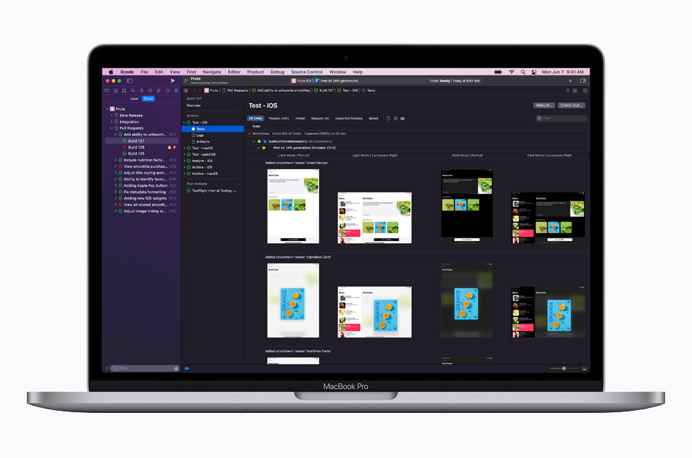 New tools and technologies for developers are displayed on the 13-inch MacBook Pro.