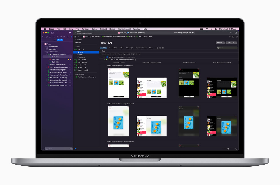 New tools and technologies for developers are displayed on the 13-inch MacBook Pro.