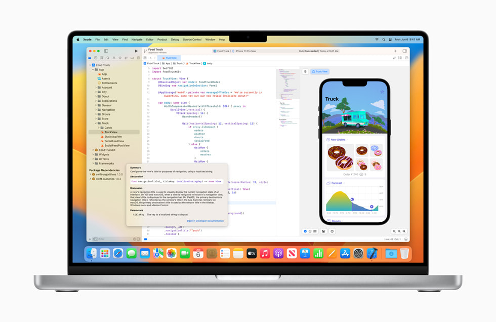 Xcode is shown on MacBook Pro.