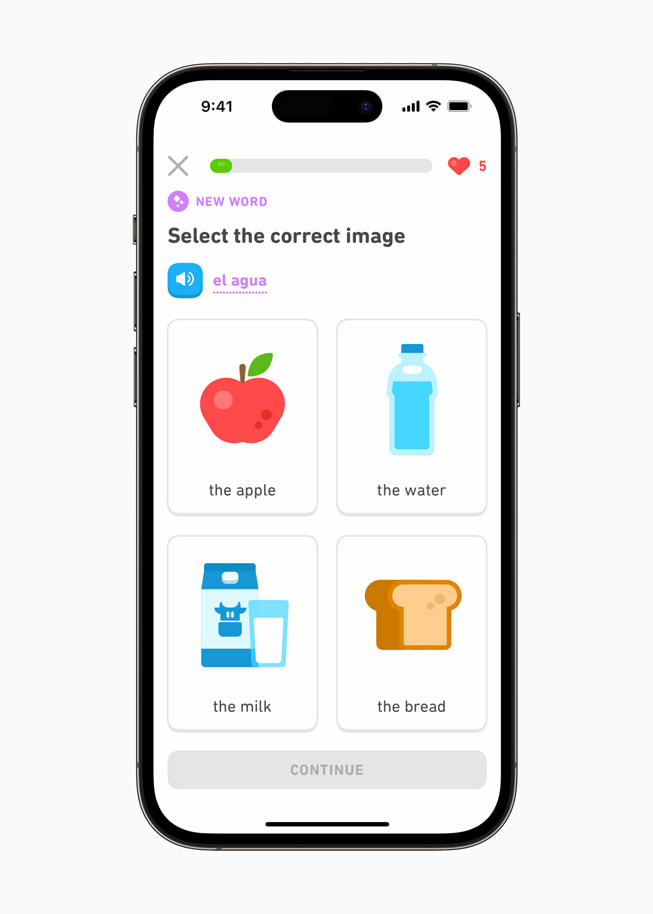 Duolingo op iPhone 14 Pro.