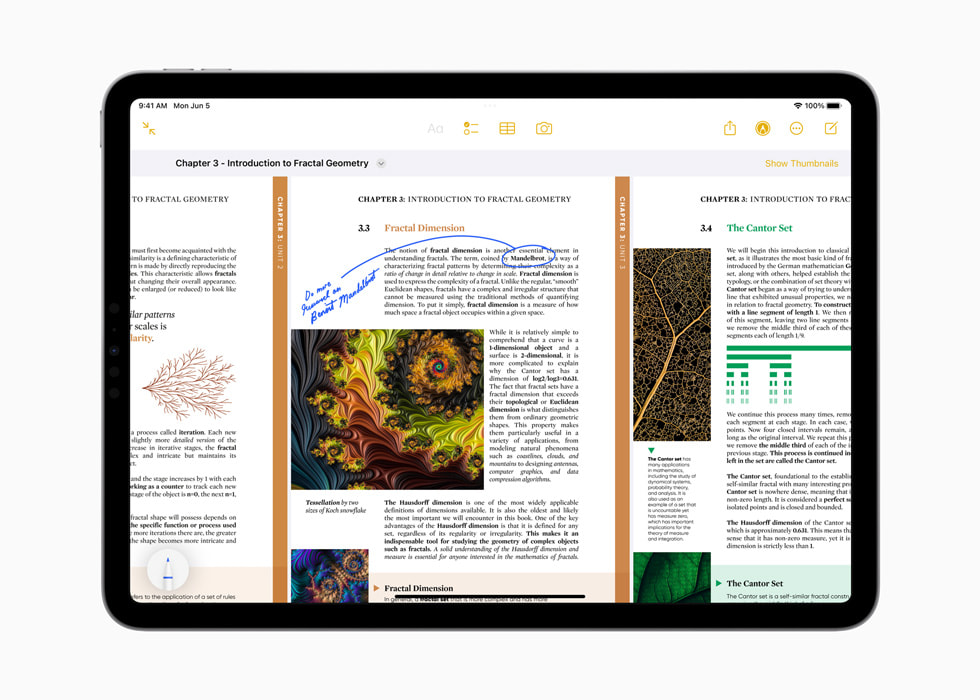 Un iPad Pro che mostra alcune annotazioni scritte su un PDF.