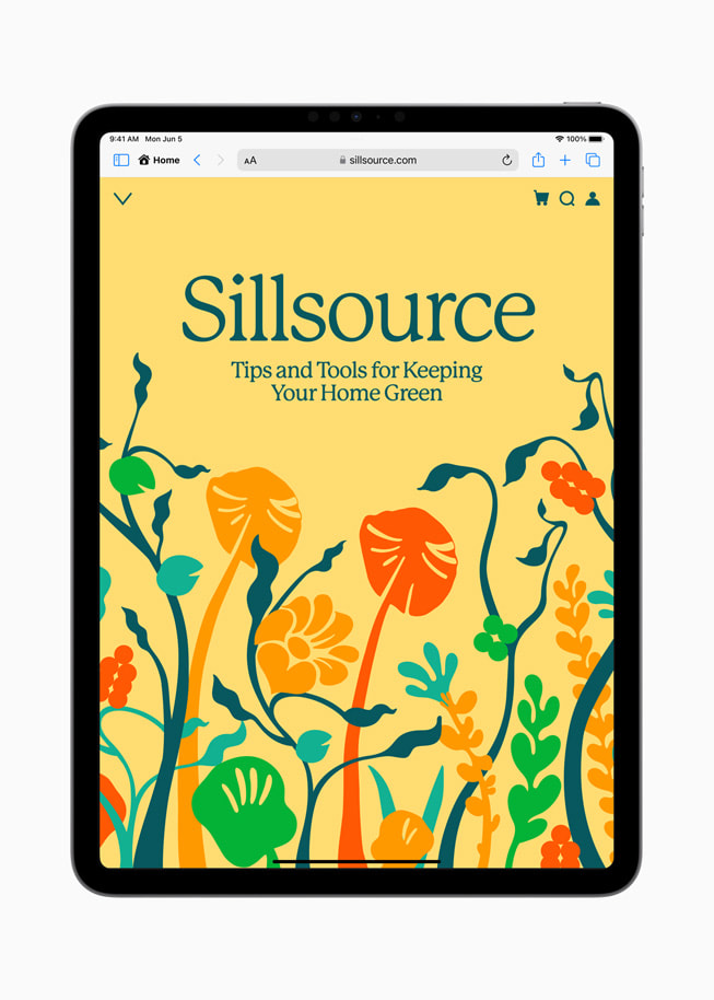 iPad Pro muestra un perfil de "Inicio" con una fuente de consejos de jardinería en la pantalla.