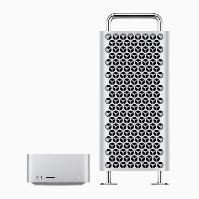 The new Mac Studio and Mac Pro are shown against a white background.