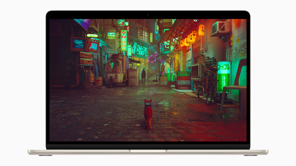 Um jogo é mostrado no novo MacBook Air de 15 polegadas.