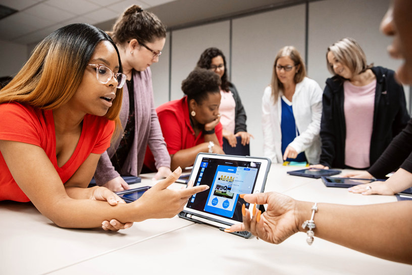 Students and teachers at Apple’s Teacher Coding Academy in Houston.