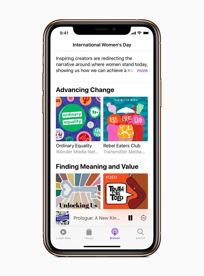 Apple Podcasts-verzameling door vrouwelijke podcastmakers, en met programma’s en verhalen over vrouwen.