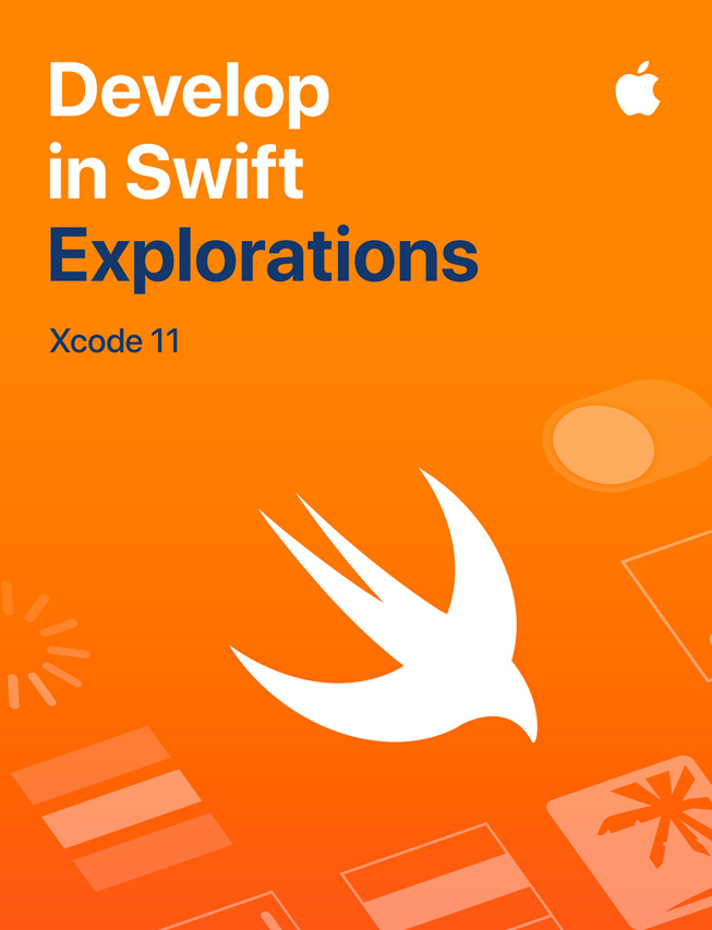 Een afbeelding van de leerlingenhandleiding ‘Develop in Swift Explorations’.