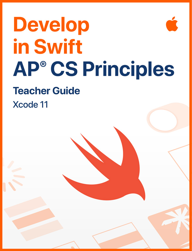 Een afbeelding van de docentenhandleiding ‘Develop in Swift AP CS Principles’.