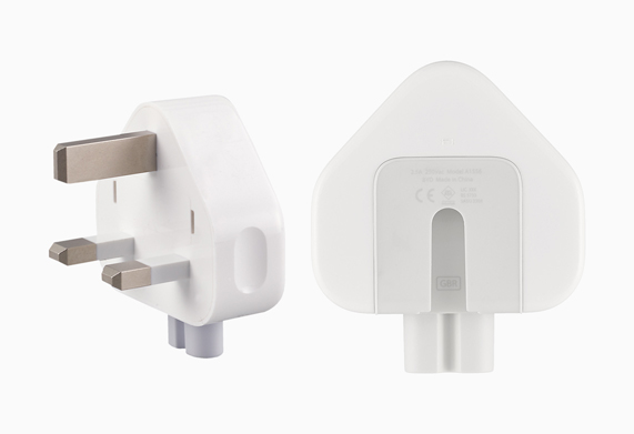 The new AC three-prong wall plug adapter.