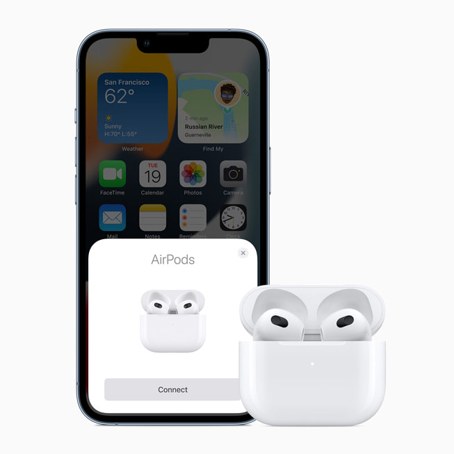 iPhone conectando aos AirPods (3ª geração).