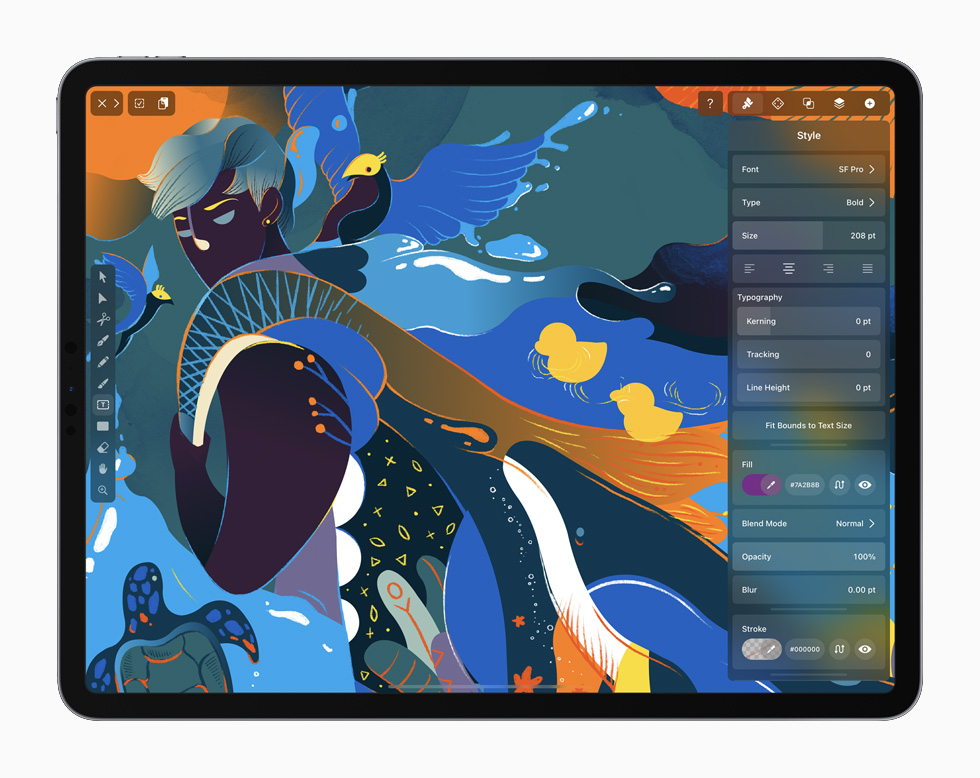 Vectornator 앱을 보여주는 iPad Pro.