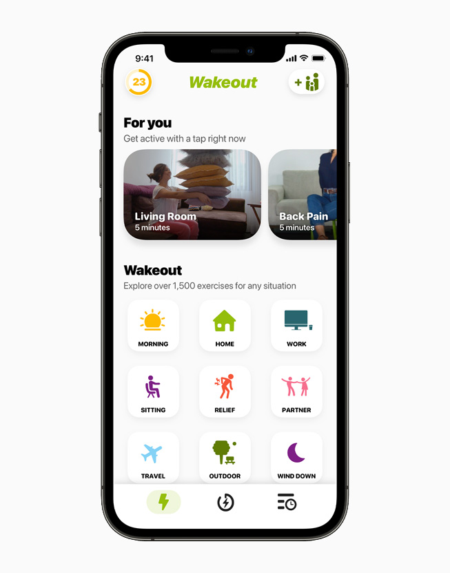 Wakeout! app 呈現在 iPhone 12 Pro 上。