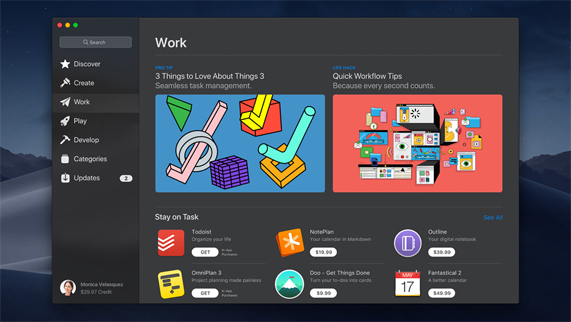 Mac App Storeに表示された新しい「Work」タブ