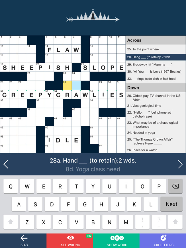 A still from the game “Tiny Crossword.”