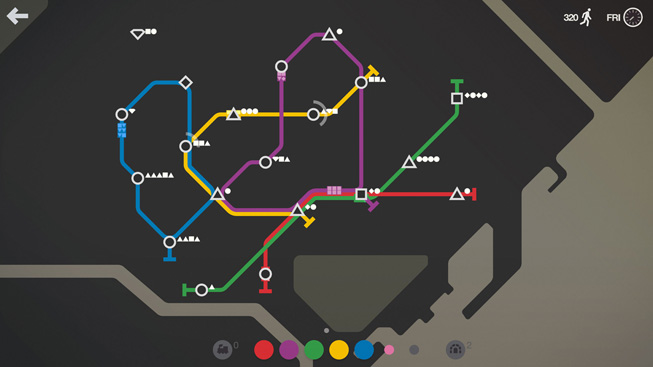 “Mini Metro” 게임의 한 장면.