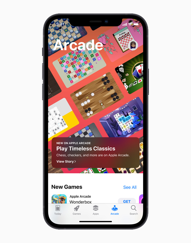 App Store Greats on Apple Arcade, displayed on iPhone 12.