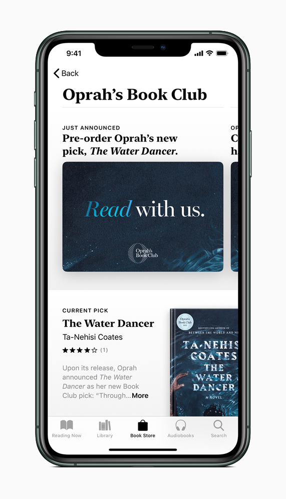 Oprah’s Book Club screen in Apple Books on iPhone 11 Pro.