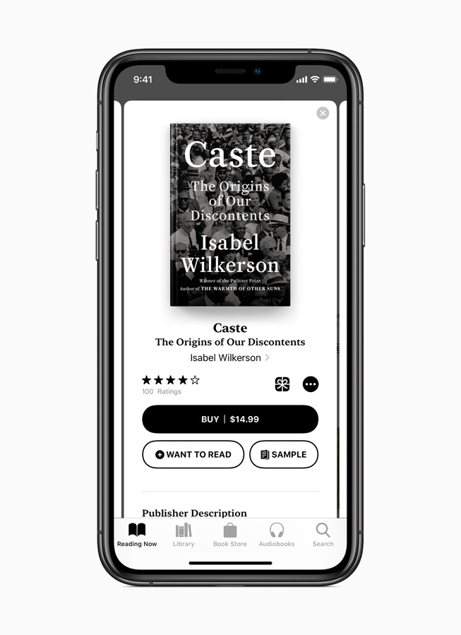 The Reading Now page on the Apple Books app.