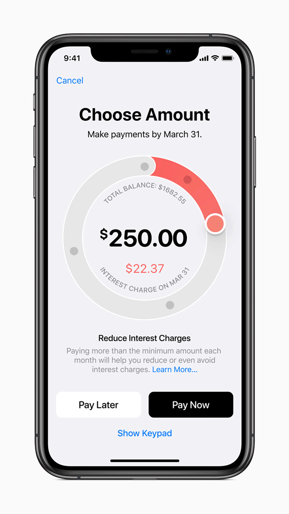 iPhone showing animated payment options screen.
