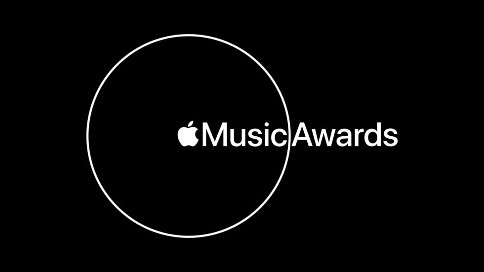 Un gráfico que dice "Apple Music Awards" sobre un fondo negro.