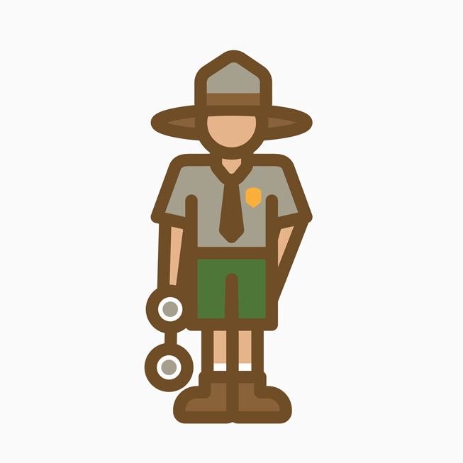 An animated badge shows from the limited edition Activity Challenge shows a park ranger using binoculars and waving.