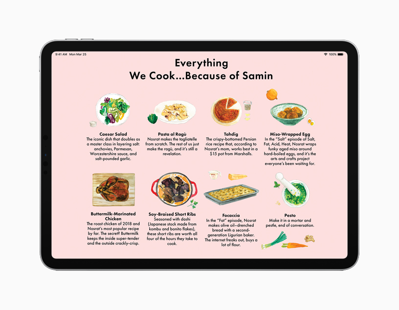 iPad showing cooking article.