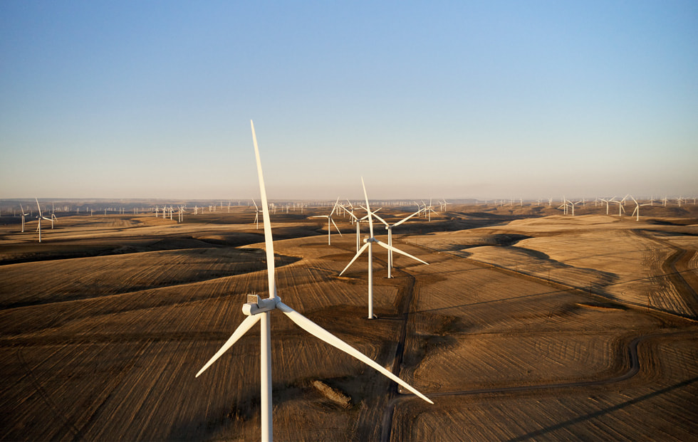 Windmolenpark Montague Wind Power Project in het oosten van Oregon.