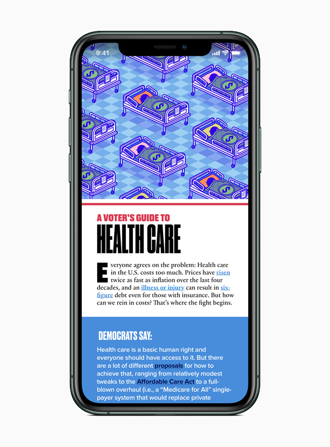 Apple News features a resource of important issues, including health care.