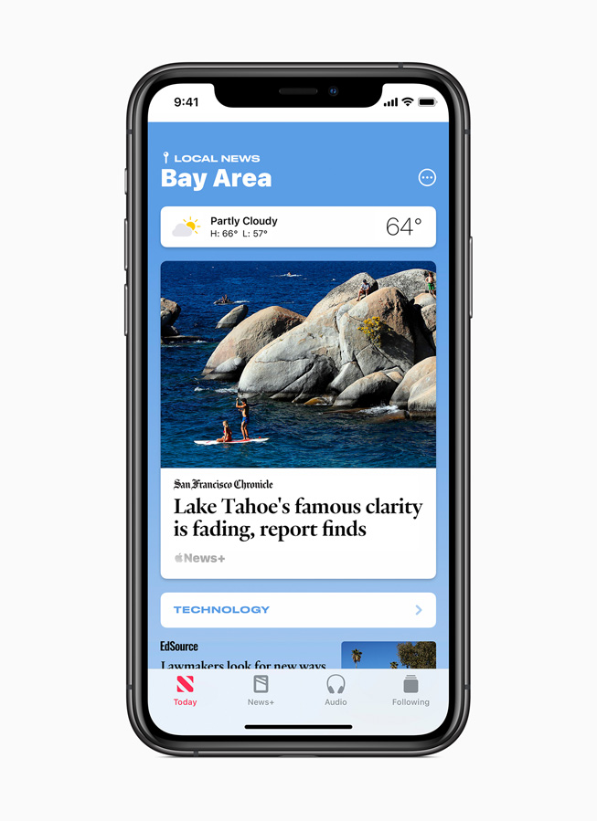 Curated local news for the Bay Area is displayed on iPhone 11 Pro.