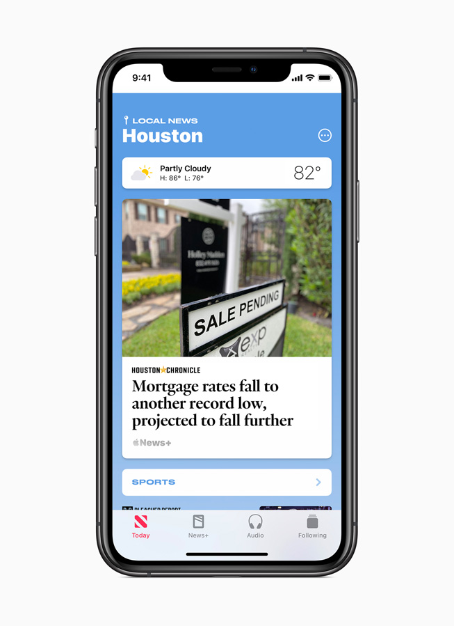 Curated local news for Houston is displayed on iPhone 11 Pro.