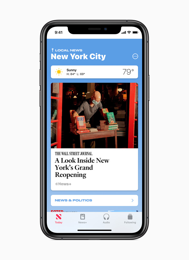 Curated local news for New York City is displayed on iPhone 11 Pro.