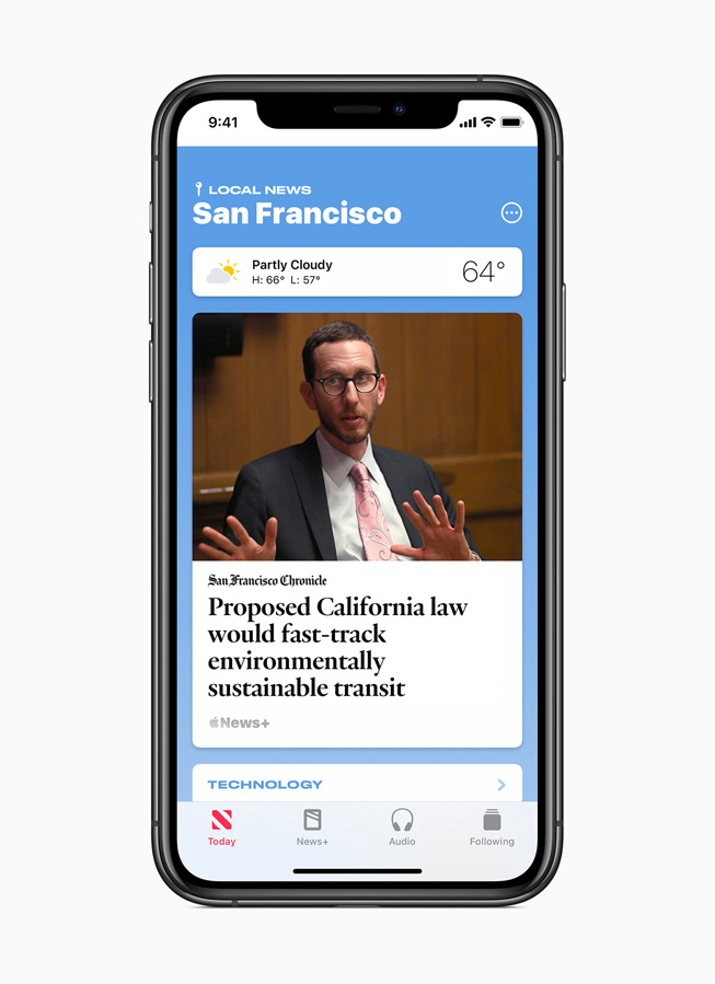 Curated local news for San Francisco is displayed on iPhone 11 Pro.