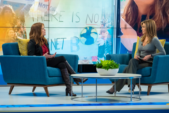 A still from an upcoming episode of “The Morning Show” with Jennifer Aniston.