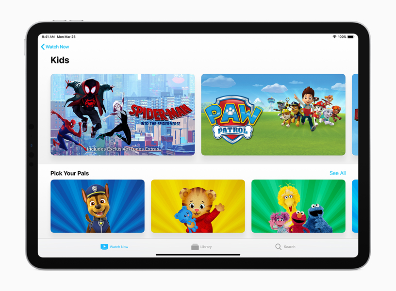 Pantalla para niños en la app Apple TV.