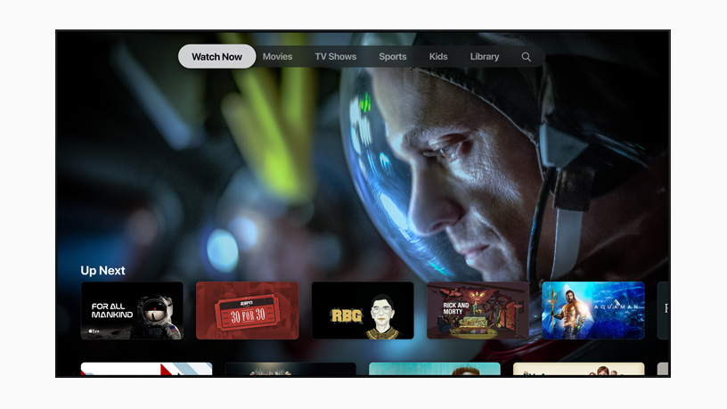 La pantalla Ver Ahora en la app Apple TV.