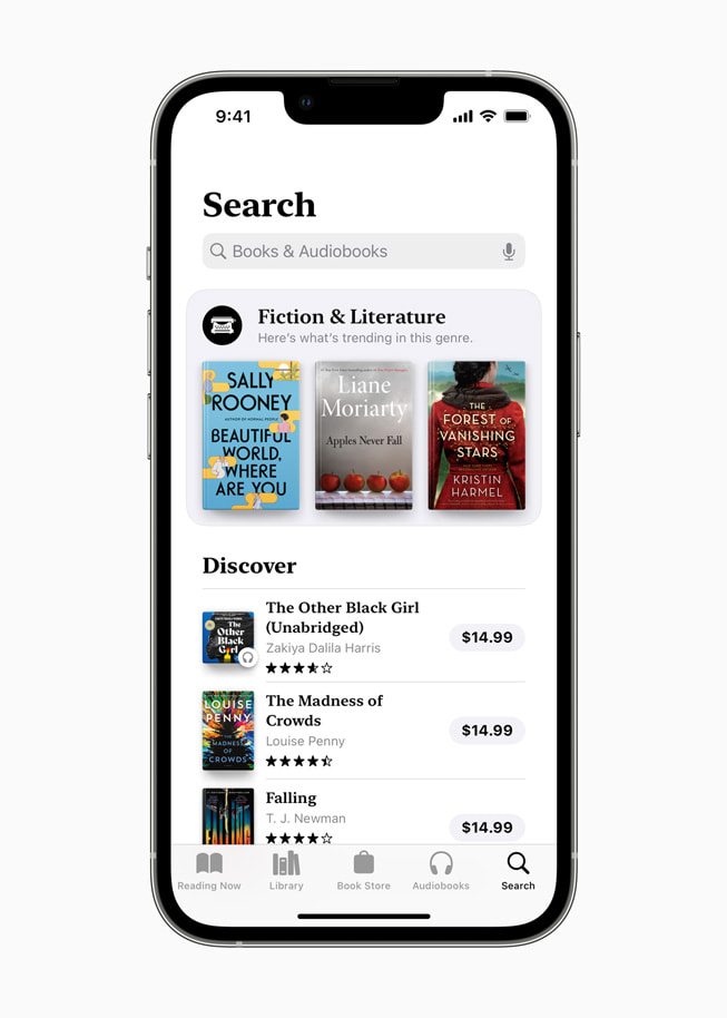 iPhone 13 Pro ekranında Apple Books’taki arama işlevi.