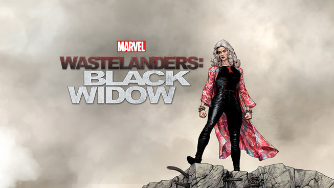 Apple Podcasts’ banner for “Marvel’s Wastelanders: Black Widow.”