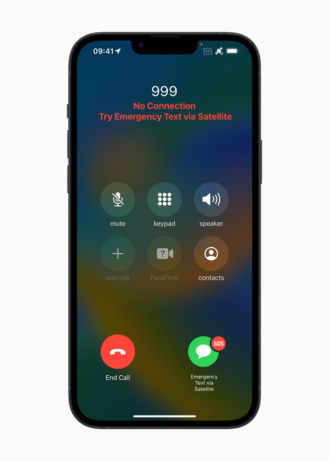 Emergency text via satellite on iPhone 14 Plus.