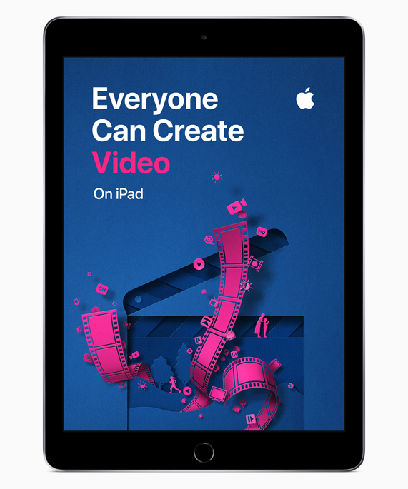 Everyone Can Create 영상 화면을 보여주는 iPad.